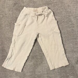 Zara Cream Ribbed Kids Casual Pants 3T